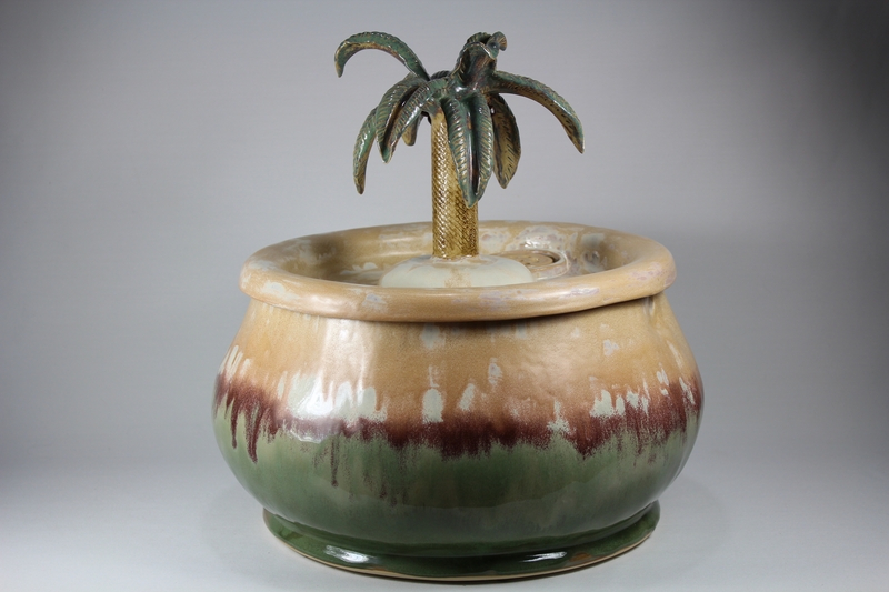 12.5 liter pet drinking fountain PF14043 with a palm tree spout