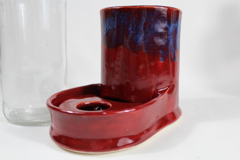 Pumpless EBI-Fountain with 1 hole and clear glass bottle reservoir